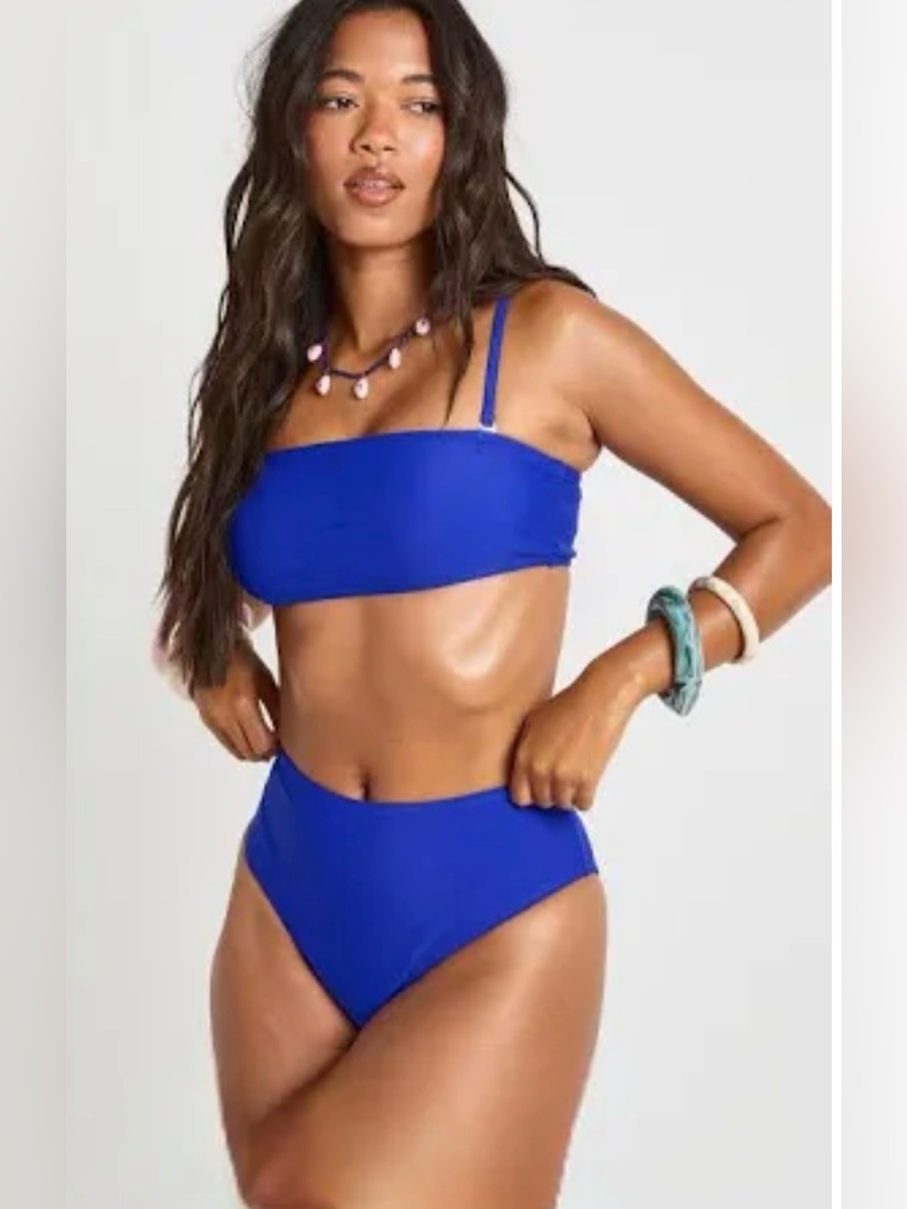 Women's High-Waist Blue Bikini Set - Blue Swimwear